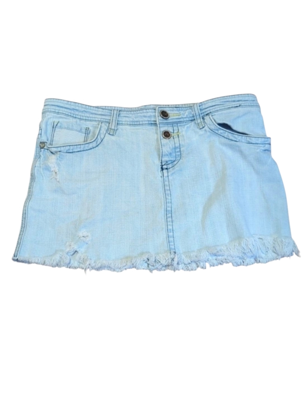 Roxy Distressed Denim Mini Skirt Light Wash Size 7